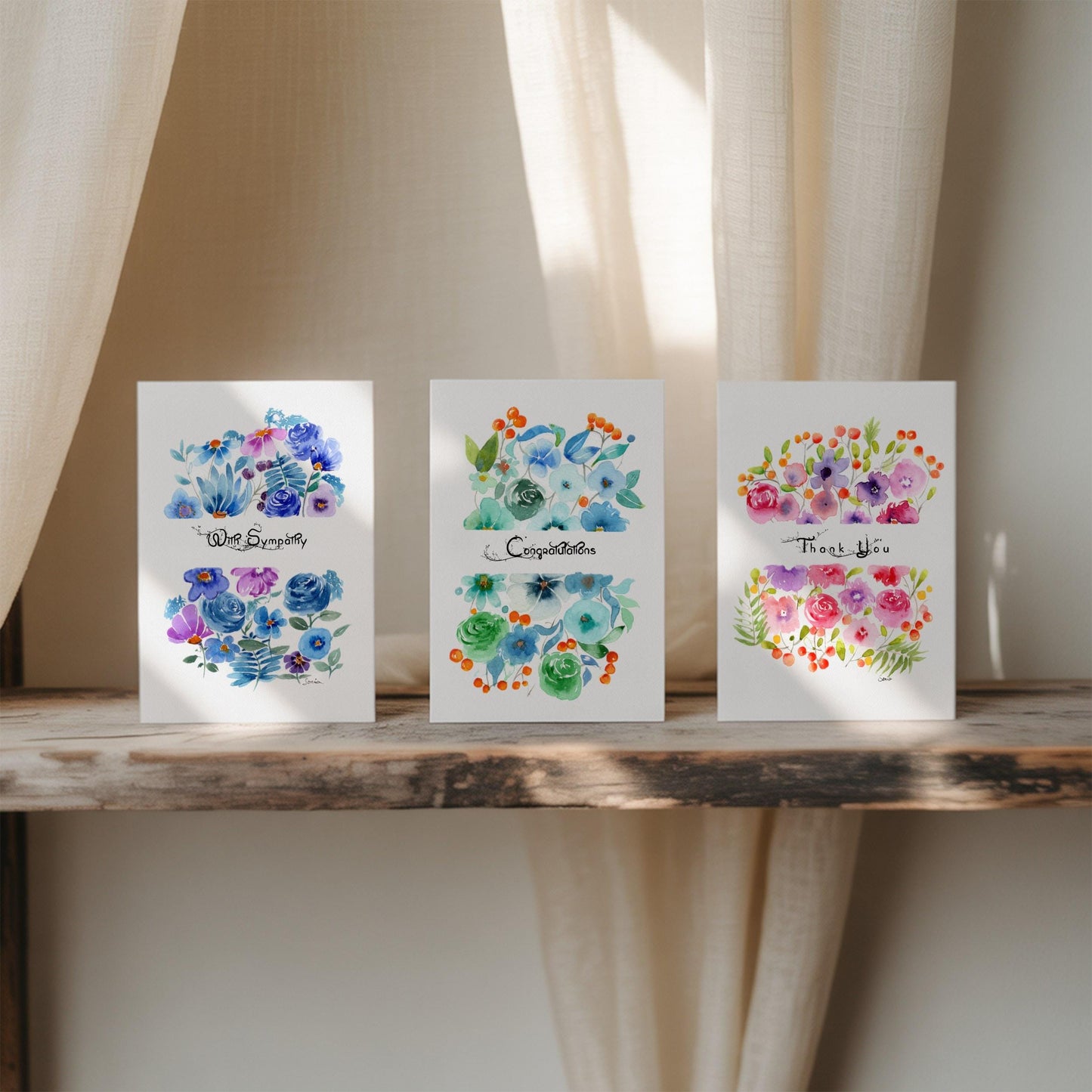 Hand-Painted Watercolor Floral Card | Purple Rose Botanical Greeting