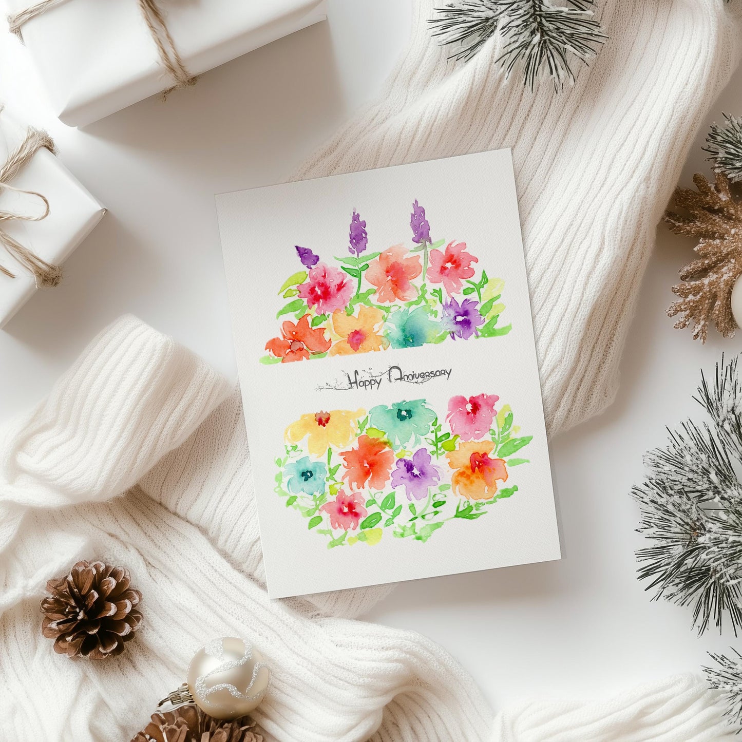 Purple Yellow Wildflower Handmade Watercolor Notecard| Floral Greeting Card