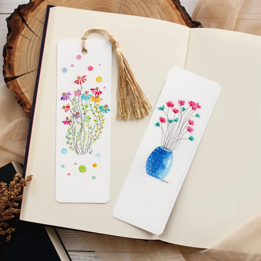 Set of 3 Watercolor Floral Bookmarks | Botanical Art | Hand-Painted Stationery