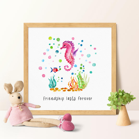 Watercolor Seahorse  Print | Marine Life Wall Decor Kids | Baby Shower Gift