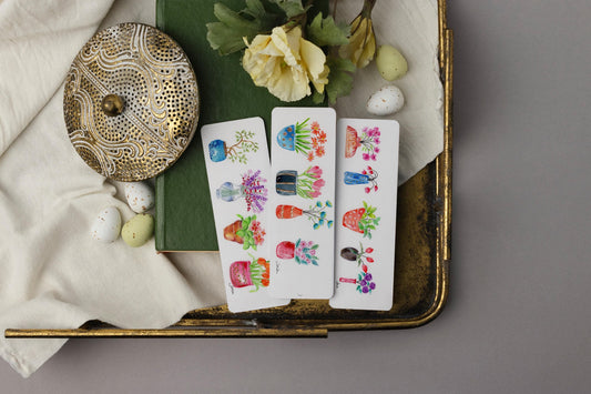 Botanical Bookmark Set of 3, Hand-Painted Floral Gift Art Stationary