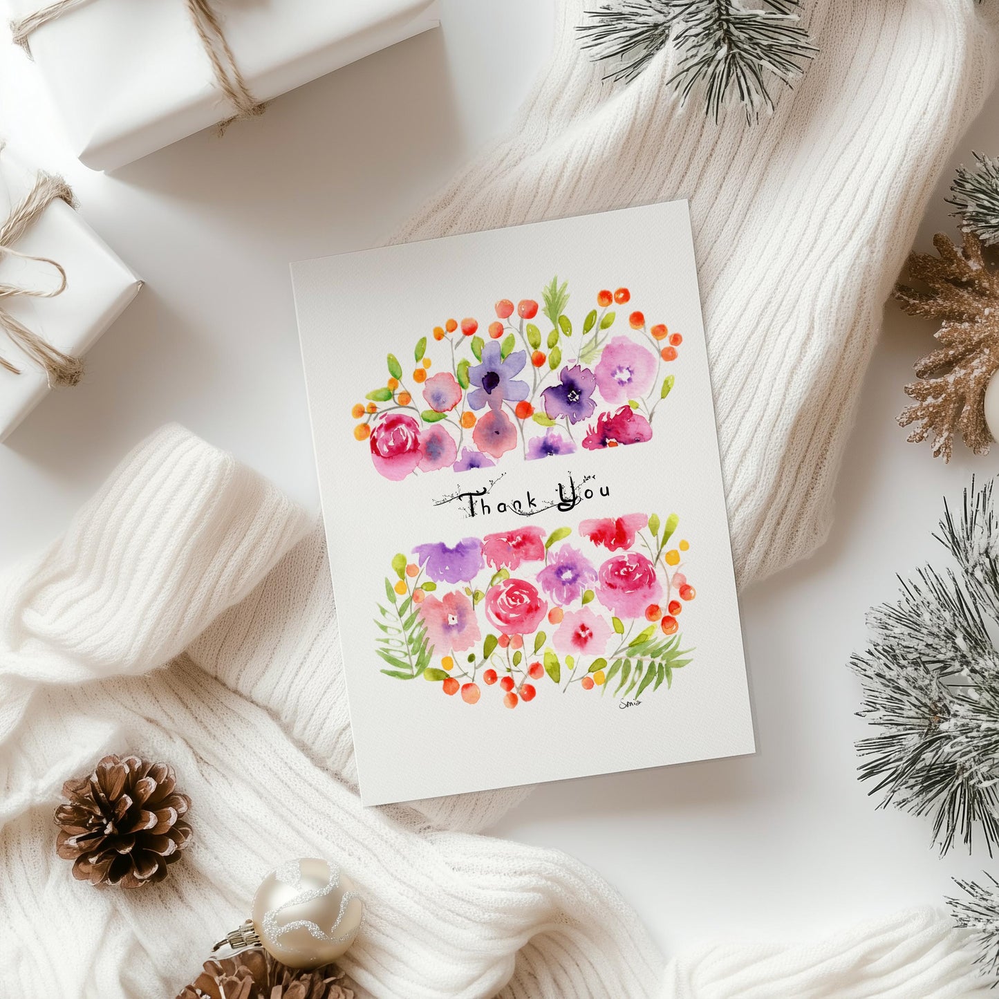 Set of 4 Botanical Notecards | Handmade Watercolor stationary| Flower Art Bundle