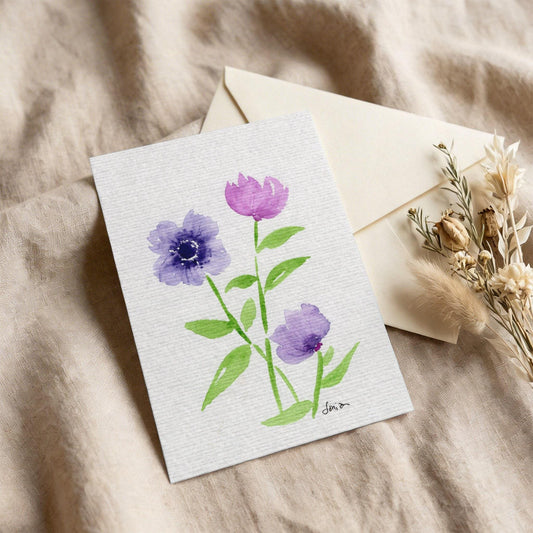 Set of 3 Botanical Watercolor Postcards | Hand-Painted  Floral Stationery