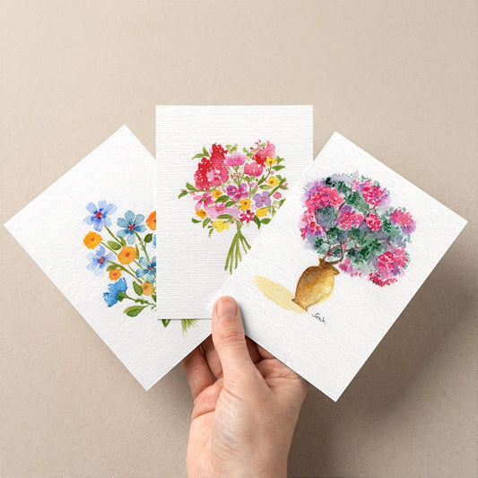 Set of 3 Botanical Postcard | Handmade Watercolor Hand-Painted Stationary Gift