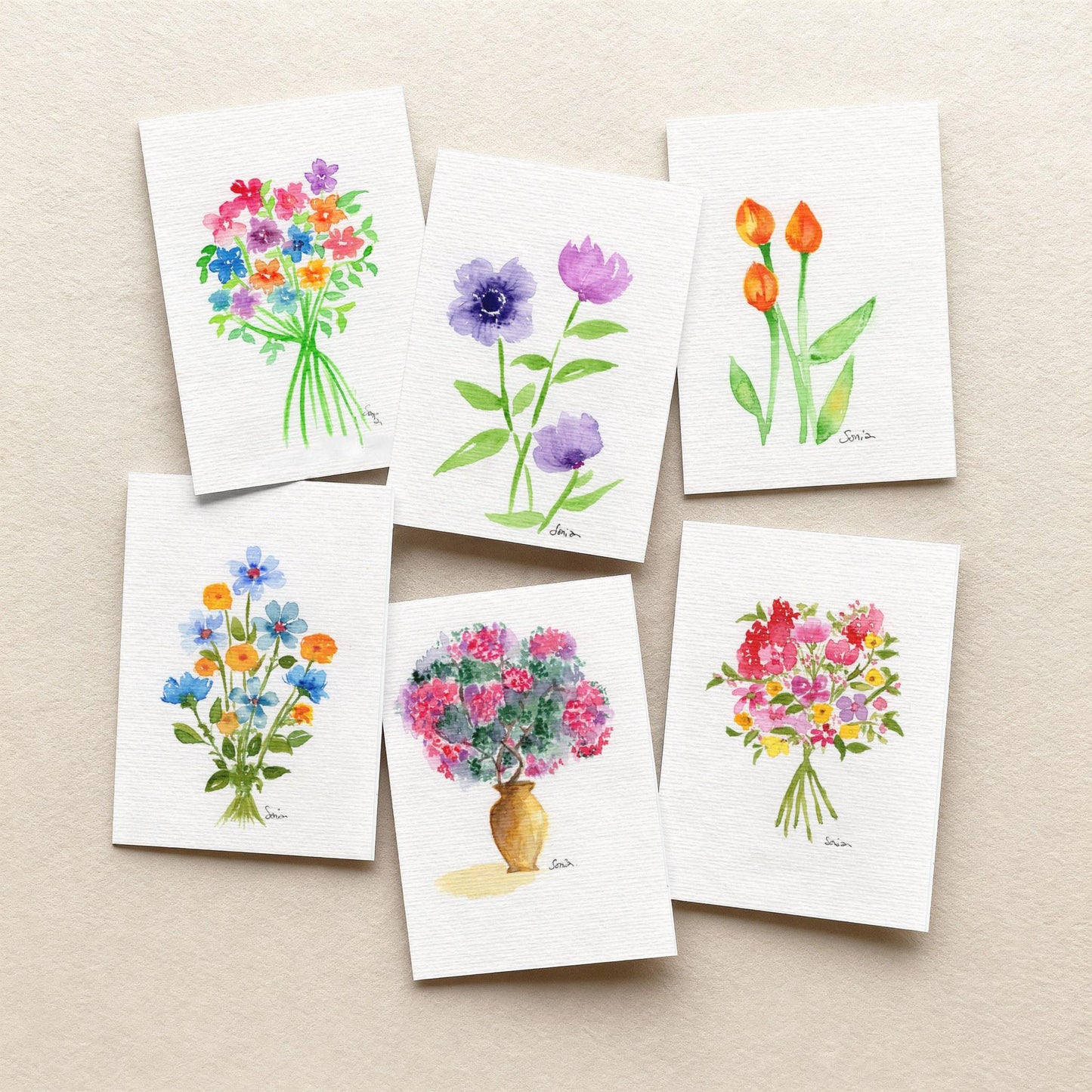 Set of 3 Botanical Watercolor Postcards | Hand-Painted  Floral Stationery