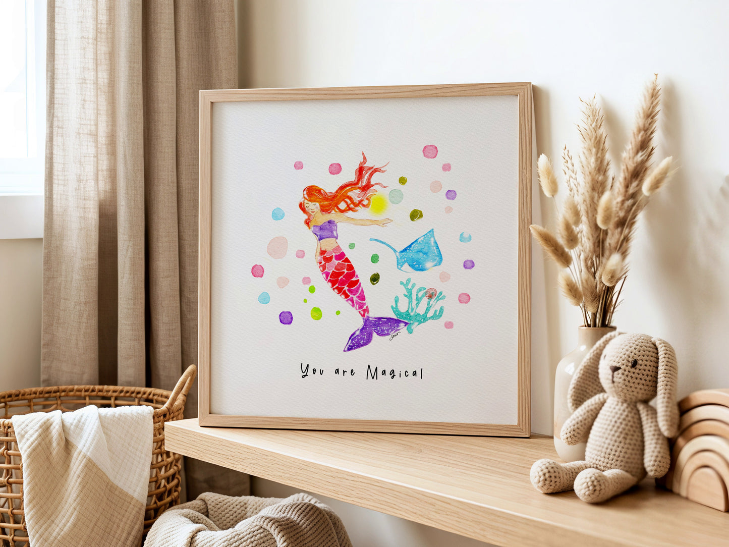 Set of 6 Nautical Nursery Watercolor  Girl Prints - "Sea of Empowerment" Collection.