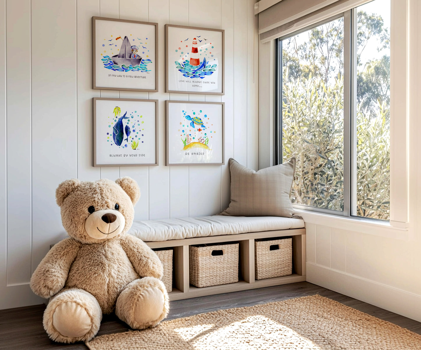 Set of 6 Nautical Nursery Watercolor  Boys Prints - "Sea of Empowerment" Collection.
