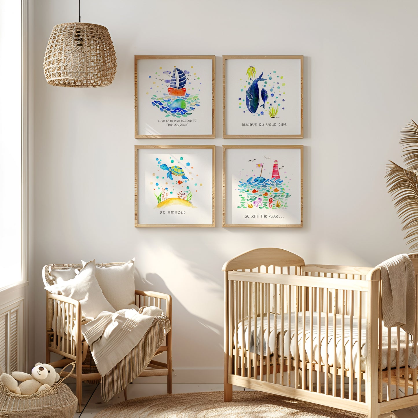 Set of 6 Nautical Nursery Watercolor  Boys Prints - "Sea of Empowerment" Collection.