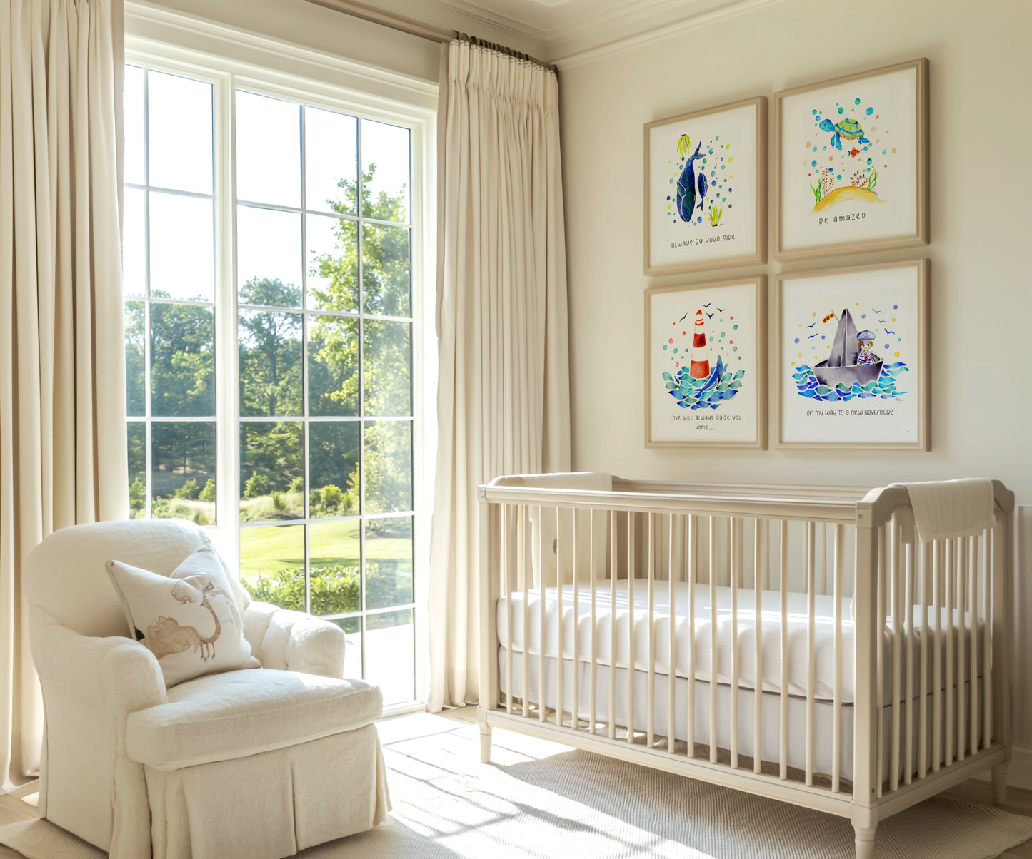 Set of 6 Nautical Nursery Watercolor  Boys Prints - "Sea of Empowerment" Collection.