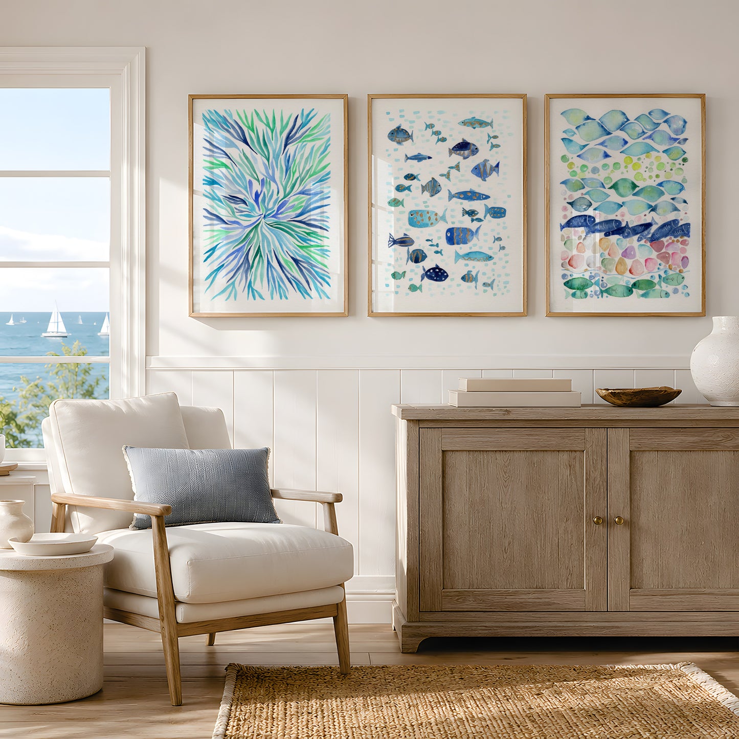 Set of 2 Coastal Wall Art, Navy Blue Ocean Prints, Abstract Underwater Pattern, Shimmering Gold Fish, Modern Beach House Decor, Minimalist Marine Art (Copy)
